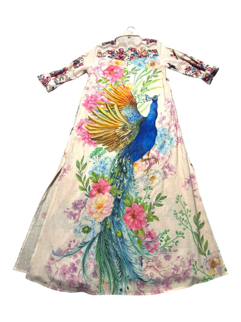 Aratta Silent Journey Women’s Beauty Mark Maxi Duster Large ? Embroidered Artsy